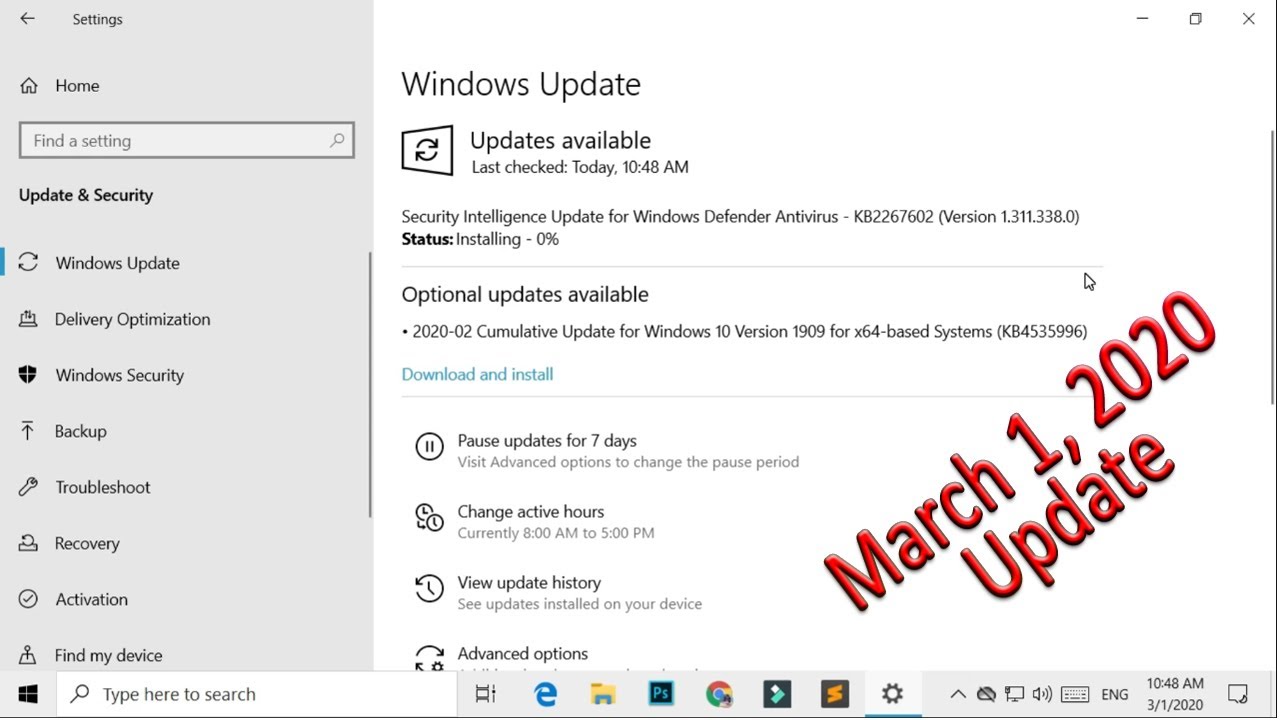 Security intelligence update for windows defender antivirus kb2267602