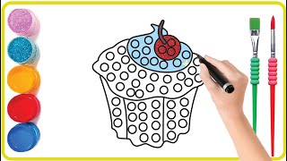 How to Draw & Color a Pop Cupcake| The EASIEST Way Drawing and coloring Cupcake for Kids!