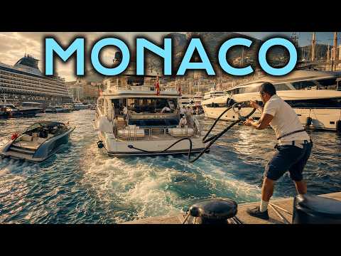 When Superyachts Leave Monaco — Mooring Crew at Work in Port Hercule