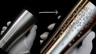 ステンレスタンブラーをカスタマイズ −The stainless steel tumbler was customized with a laser.–【部屋を明るくして離れて鑑賞して下さい】