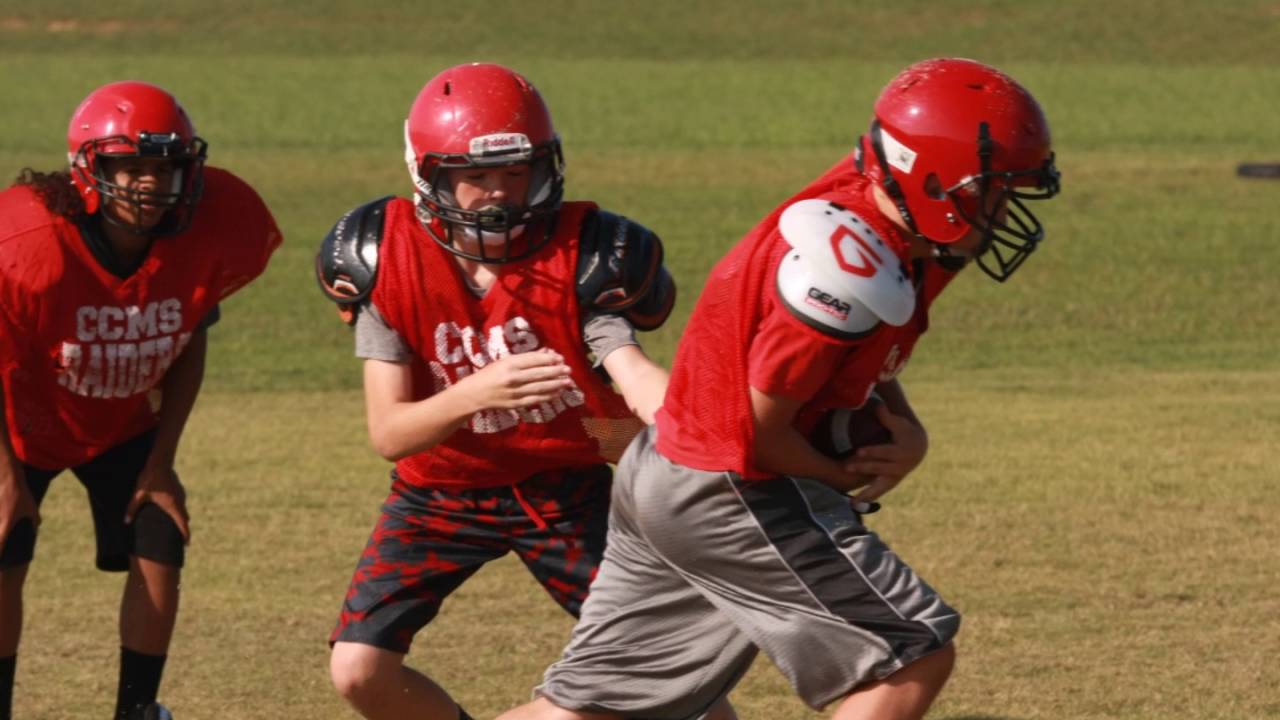 Coffee Middle School Red Raiders open practice in pads YouTube