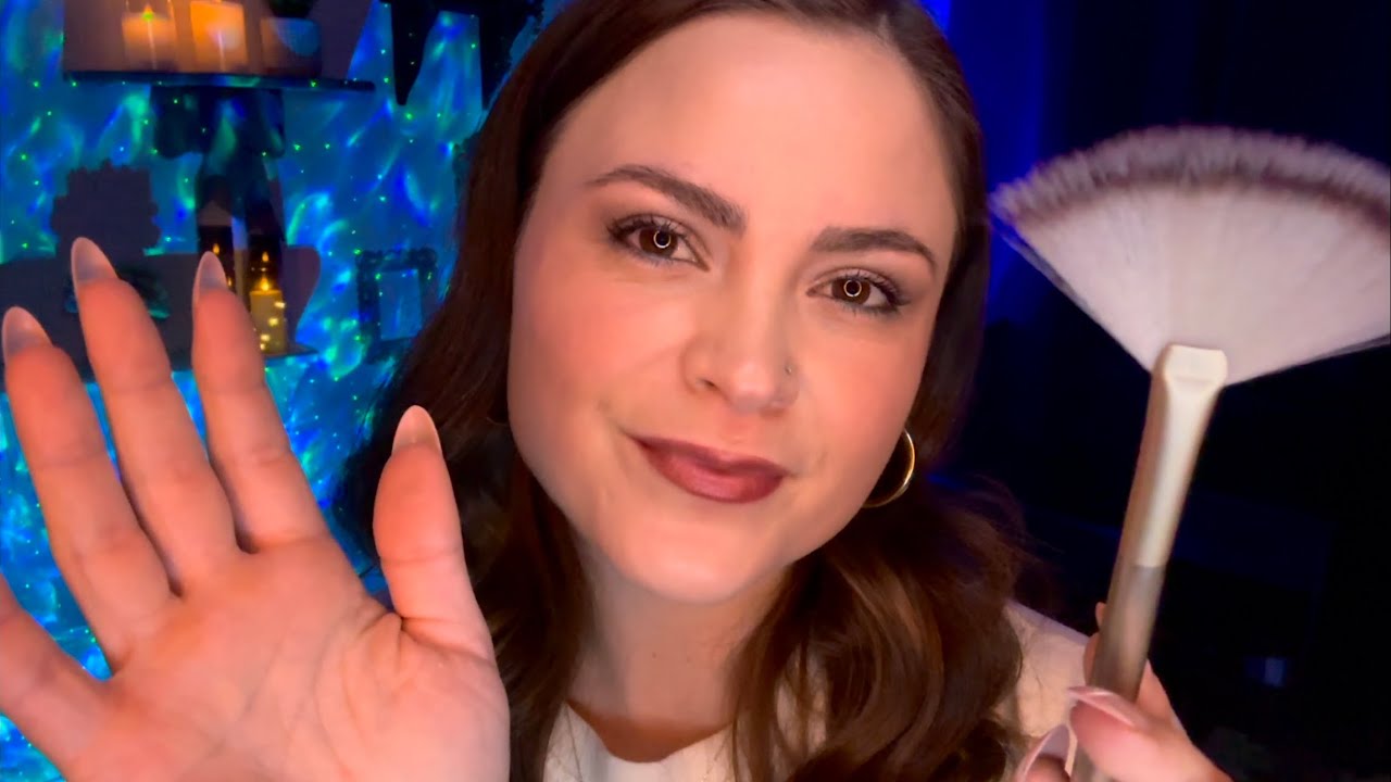 ASMR | Face Brushing & Hand Movements For Sleep | Soft Clicky Whispers