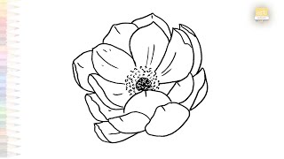 Peony flower drawing easy | Art tutorial | How to draw A Peony flower step by  step | #artjanag