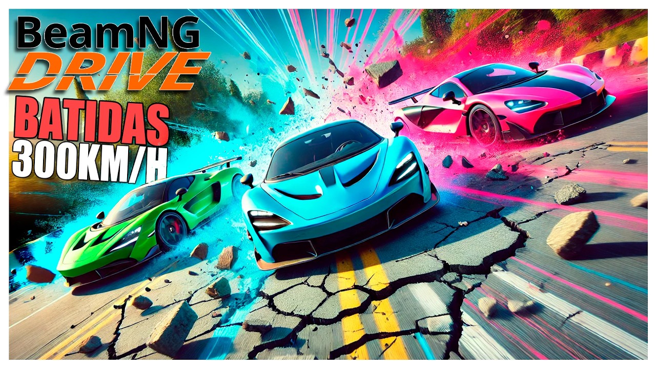 Corrida descendo o morro com Batidas e Queda livre no BeamNG Drive Multiplayer