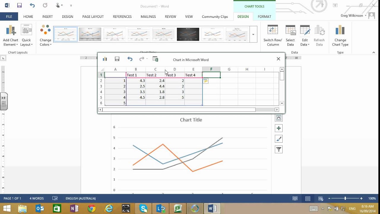 Word Creating a Multiple Line Graph - YouTube