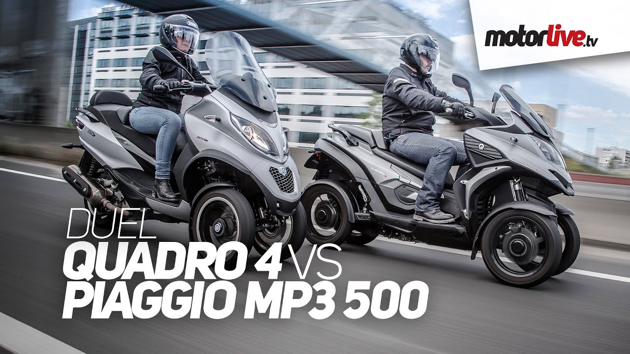DUEL | 1er comparatif QUADRO 4 vs PIAGGIO MP3 500 2015, 3 ...