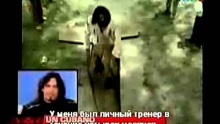 Mario Cimarro en el programa de Susana Gimenez en la TV Argentina (2005) con los subtitulos rusos