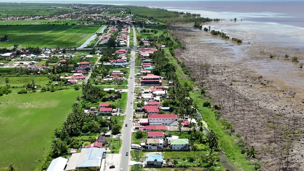 View of Anna Regina, Heneritta of Essequibo coast and the Atlantic Ocean in Guyana