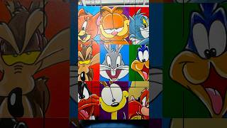 Finished results of painting of 9 classic cartoons. Bugs, Garfield, Odie, Tom, Jerry, Sam, Wiley