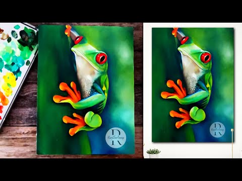 How To Paint Tropical TREE FROG - Green Nature Painting - ART Acrylic Painting