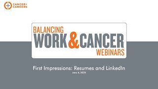 Balancing Work & Cancer: First Impressions: Resumes and LinkedIn