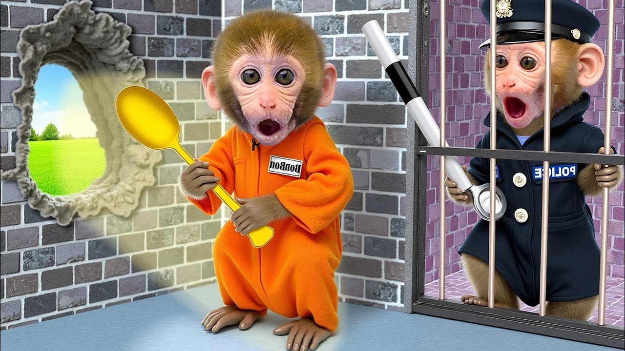 赤ちゃん猿「ゴゴ」 がふしぎな迷路からにげだして、サンドイッチ