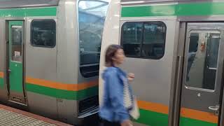 JR東日本E233系3000番台後期横コツE-10編成+E231系1000番台初期宮ヤマU57編成併結編成1597E東海道・伊東線普通伊東行き新橋駅(JT02)17時36分発車