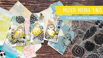 Mixed Media Collage Tags with Watercolors - Tutorial