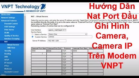 HƯỚNG DẪN NAT PORT TRÊN MODEM VNPT