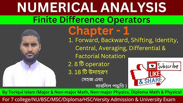 Finite Difference Operator - Numerical Analysis chapter 1 - Honours 2nd year math - Toriqul Islam