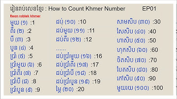 រាប់លេខខ្មែរ​ , How to Count Khmer Number , Ep01