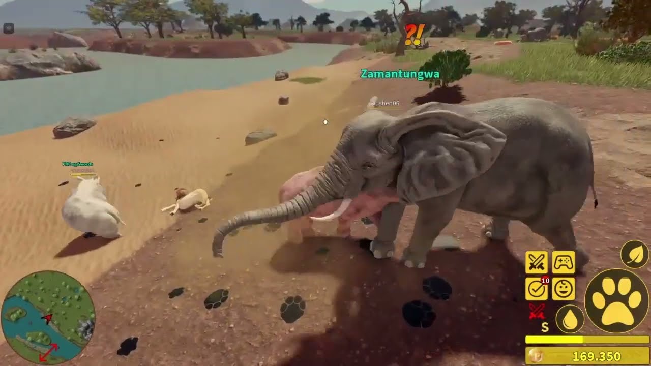 KOSING PLAYERS as RHINO in savannah life roblox