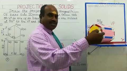 Projection of Hexagonal Prism with Side rests on VP On Engineering Graphics is Explained in Tamil