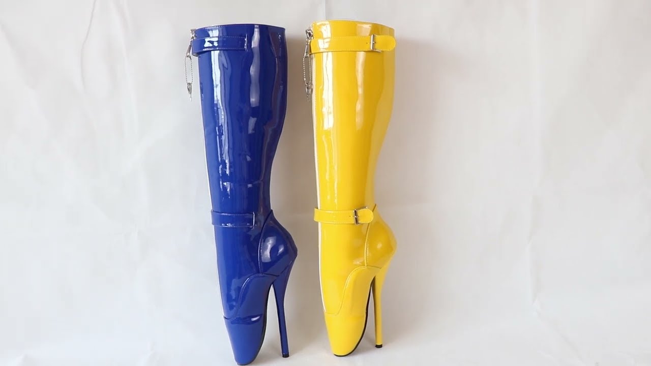 Sorbern Lockable Zipper Front Ballet Boots Knee High Sexy Fetish Heels