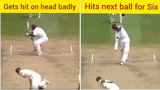 Brutal Bouncers hitting Batsmen and then batsmen's perfect reply to bowler. Cricket at its best!