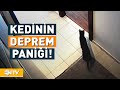 İzmir'de yaşanan depremde kedinin panik anları