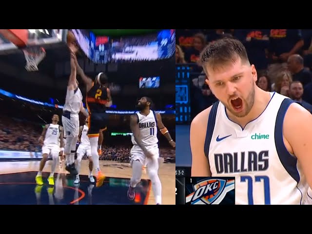 Luka Doncic so hyped after huge block on SGA in clutch to win Game 5 😱 class=