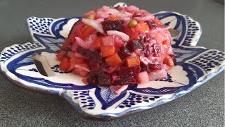 салат постное блюдо , винегрет с квашеной капустой без огурцов /Vinaigrette Beet Potato Salad