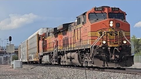 Two H2 Dash-9 Lead Autorack South! BNSF 5156 and 4002!