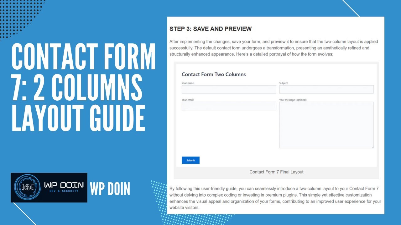 Contact Form 7 - two columns layout guide, tutorial - WordPress