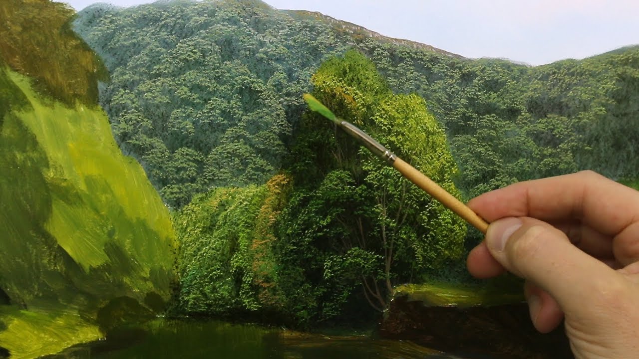 How to create the perfect V when painting foliage, using the fan brush –  Michael James Smith