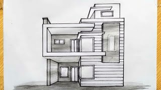 How to Draw House FREE HAND with one PERSPECTIVE Point