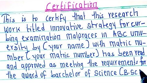 CERTIFICATION TEMPLATE | How to Write School Projects Certification