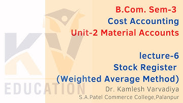 Lecture-6 Stock Register (Weighted Average Method)I Material AccountsI B.Com.Sem-3 I Cost Accounting