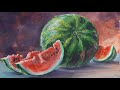 Рисуем арбуз гуашью/Paint a watermelon using gouache