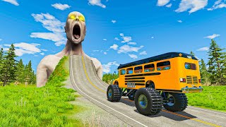Escape From The Shy Guy Scp 096 Monster Bus Vs Giant Bulge Beamng Drive Crash Zak