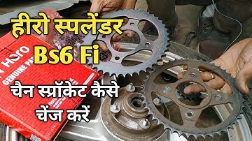 Hero Splendor Plus Bs6 Chain Sprocket Replacement | Hero Splendor Plus Bs6 Chain Set Change