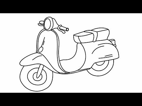 Vẽ Xe Máy Đơn Giản - Motobike Drawing And Coloring - Tranh Tô Màu Phương Tiện Giao Thông