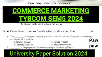Oct 2024 UNIVERSITY PAPER SOLUTION Commerce Marketing exam  tybcom sem5 PAPER SOLUTION  ark sir