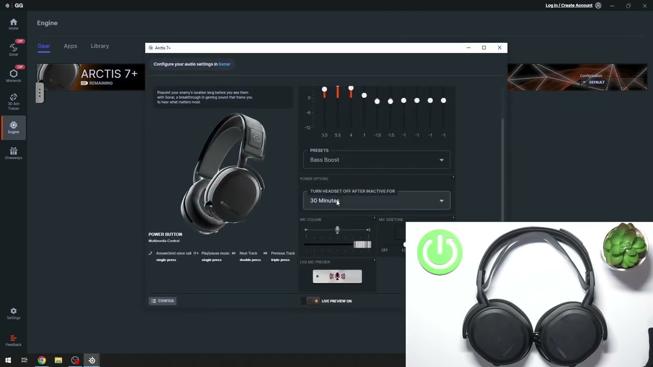 STEELSERIES Arctis 7+ — 自動電源オフを無効にする方法 - YouTube
