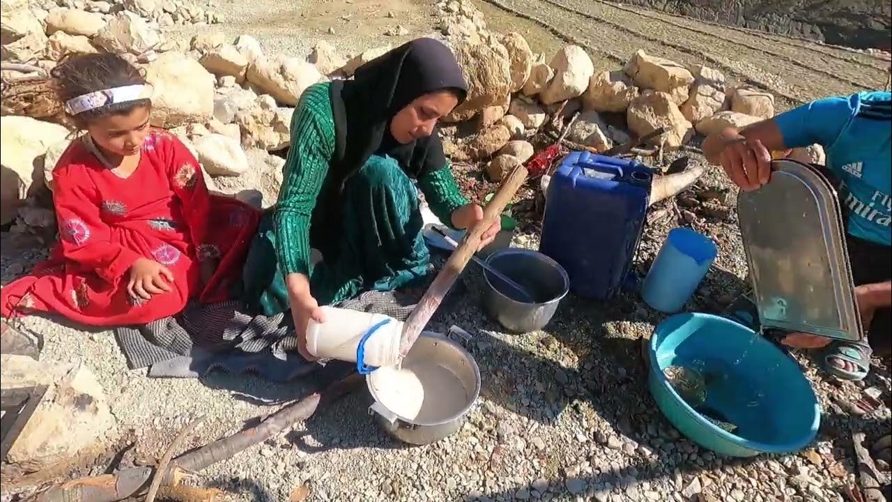 Making a bath in nomads father, wife and daughter added to the family