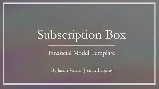 Subscription Box Financial Feasibility Template