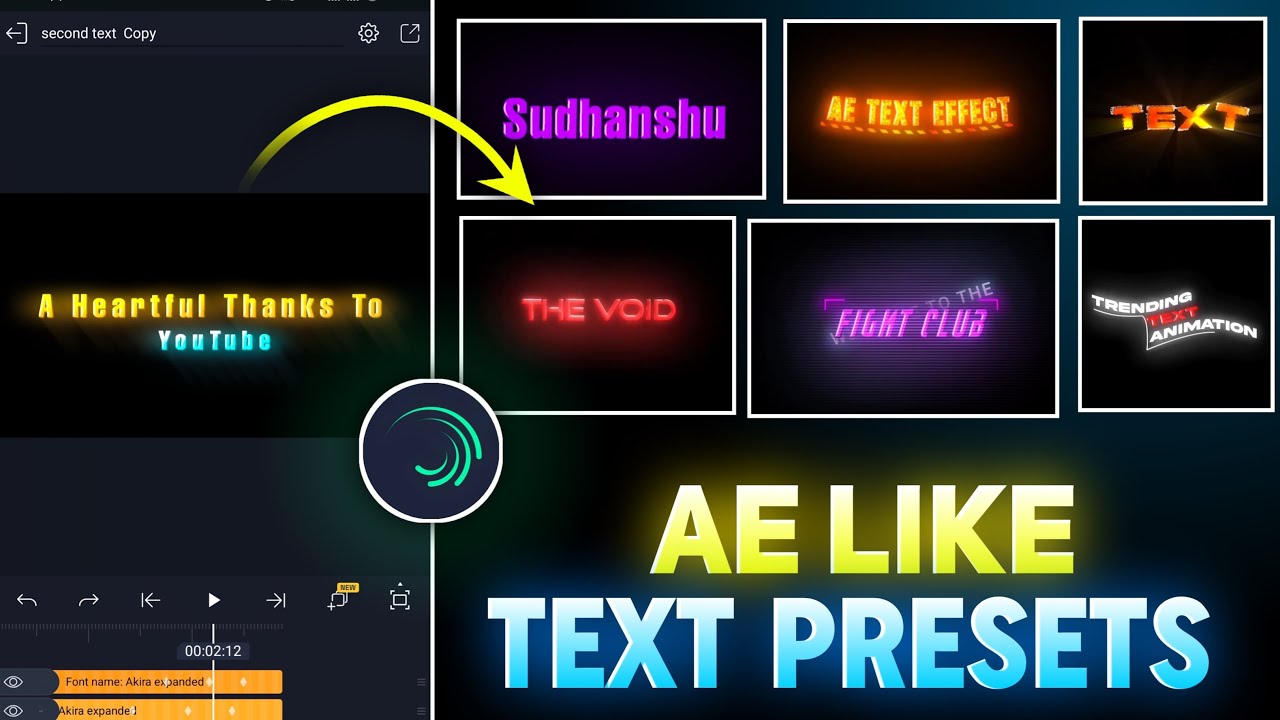 Ae Like Text Editing In Alight Motion | Alight Motion Text Preset ...
