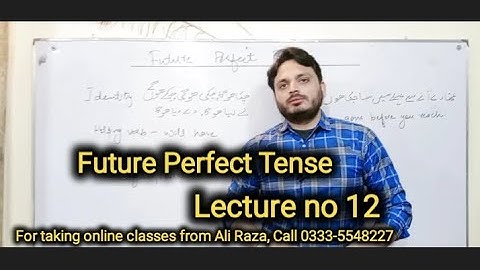 Future Perfect Tense| Lecture no 12 |  By Syed Ali Raza Kazmi