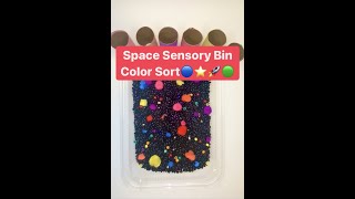 Space Sensory Bin Color Sort 🔴🟠🟡🟢