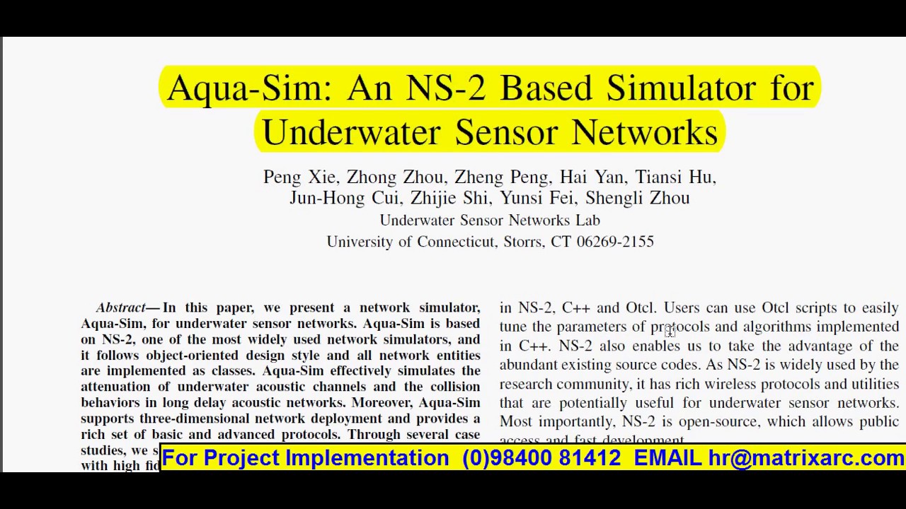 AquaSim Mannasim Projects for 3D view UnderWater Sensor Network for PHD/ME/MTech/BE