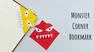 DIY Paper MONSTER Corner Bookmark!!! Paper Crafts For School / Origami Bookmark / Paper Craft New