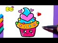 Como desenhar CupCake fofo Kawaii ❤️ Desenhos Kawaii | Desenhos para Desenhar - Cute cupcakes