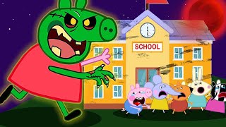PEPPA PIG TURNED INTO A GIANT ZOMBIE AT SCHOOL | Peppa Pig Funny Animation