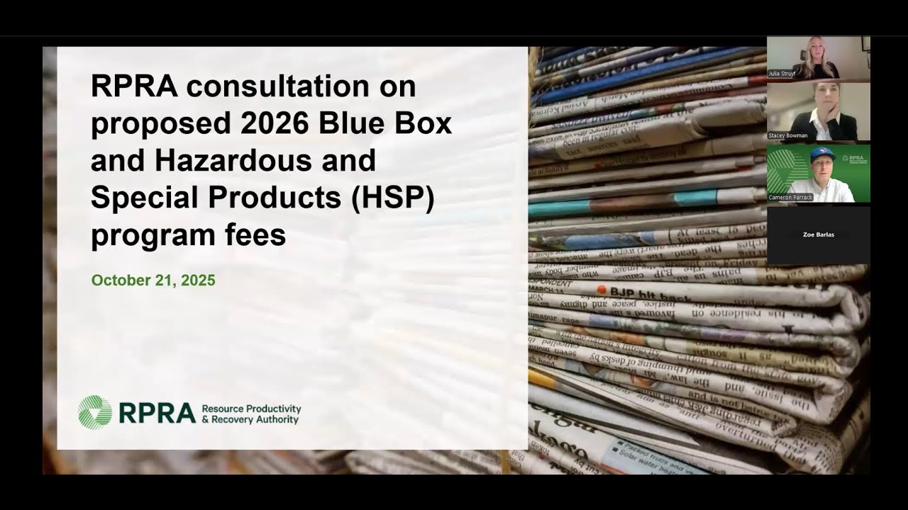 RPRA consultation on proposed 2026 Blue Box and Hazardous and Special Products (HSP) program fees